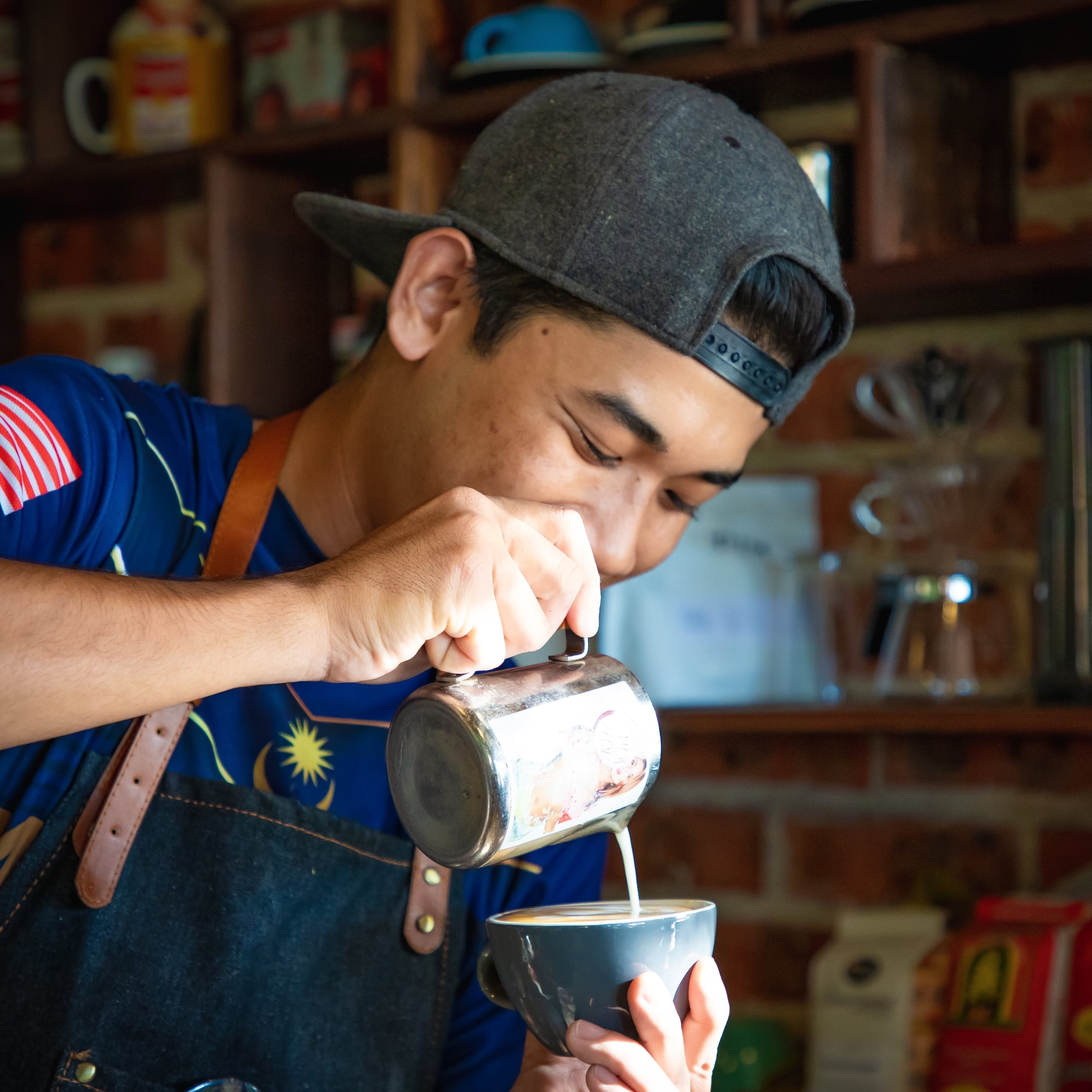 man making coffee